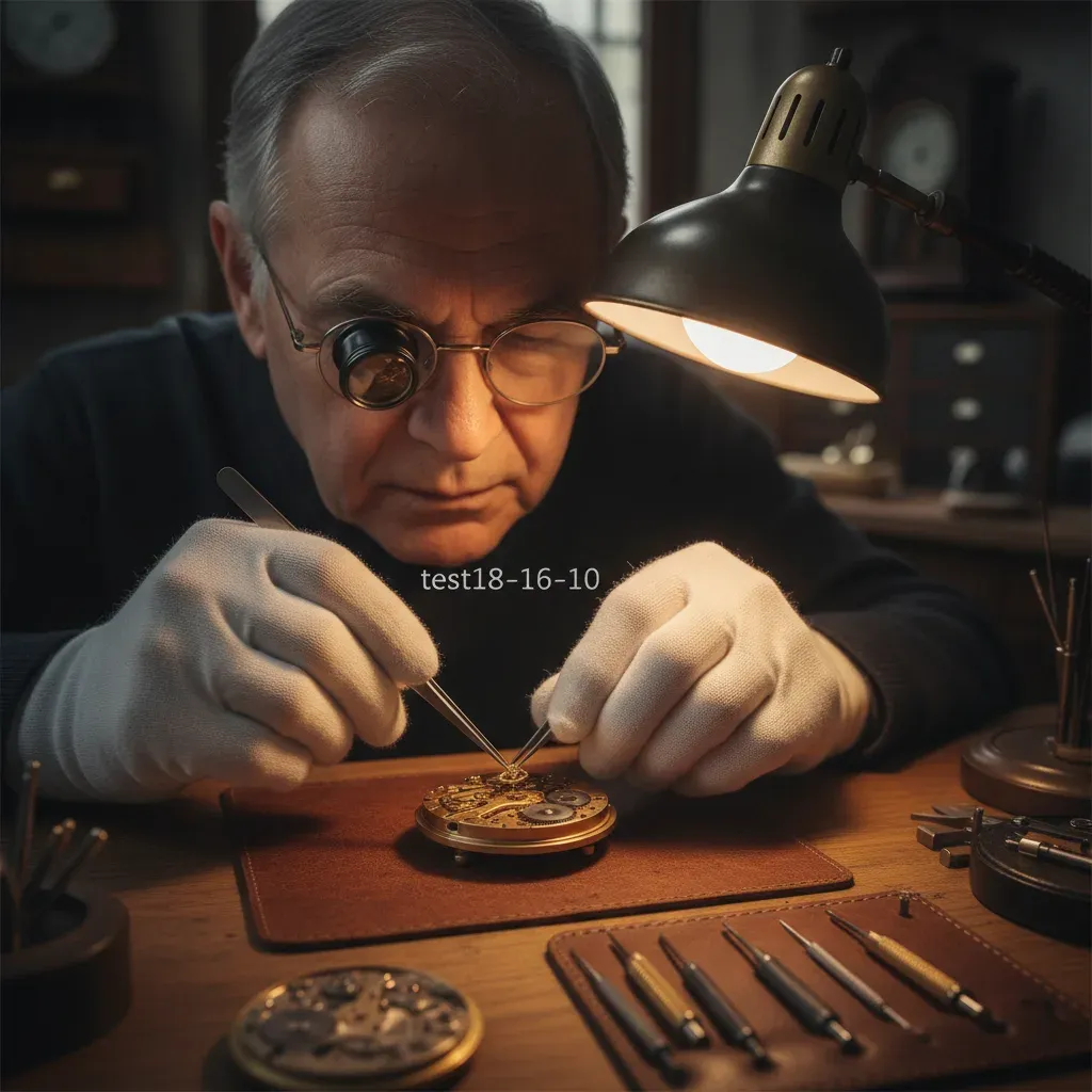 Watchmaker inspecting a movement