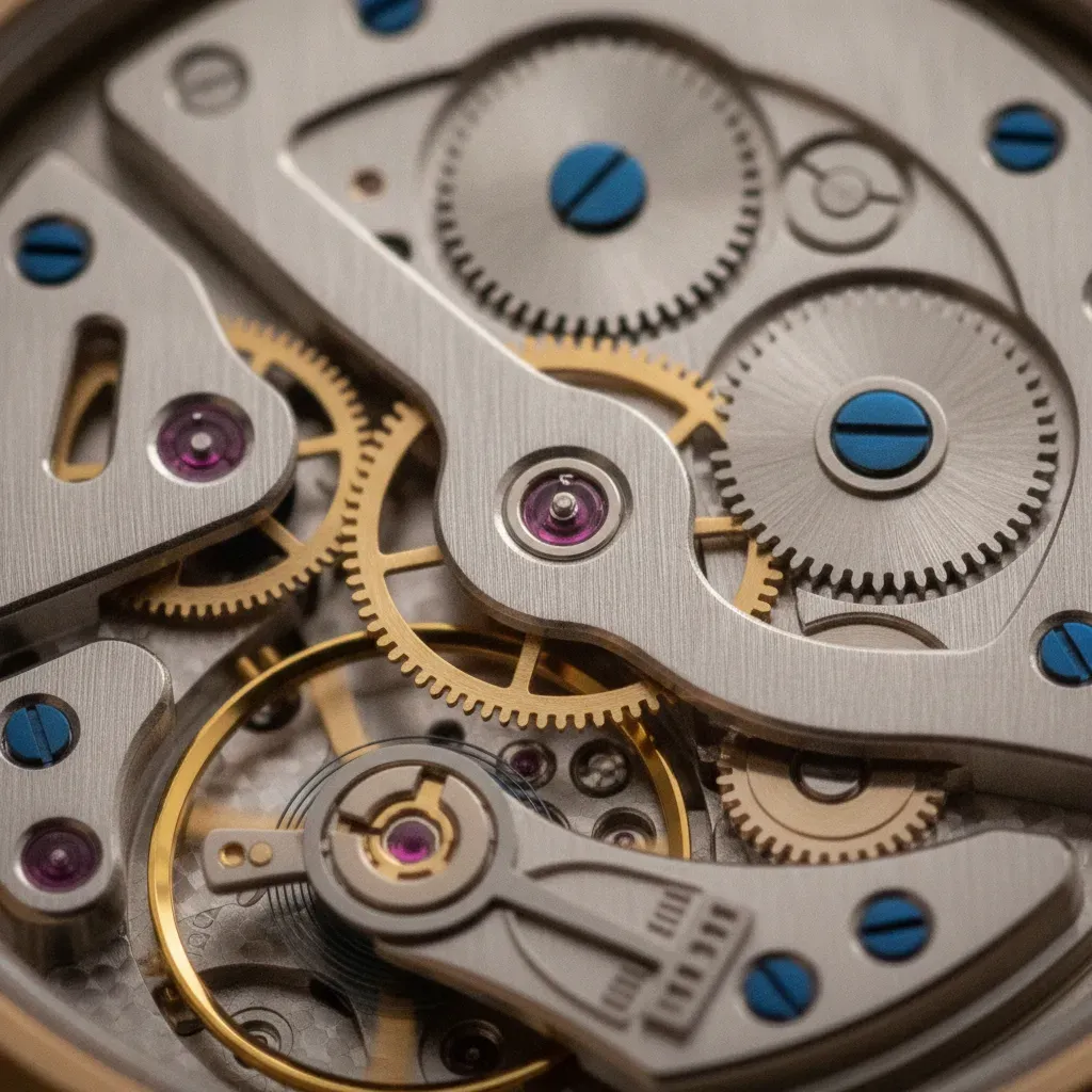 Macro shot of a mechanical watch movement