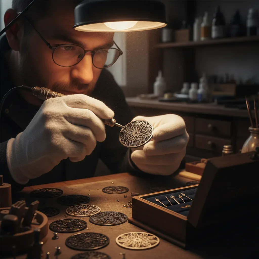 Craftsman working on a bespoke watch dial