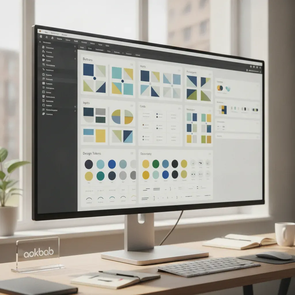 กระดาน Figma แสดง Component และ Design Tokens