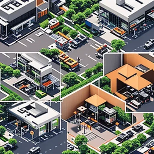 ภาพจำลองพื้นที่ทำงานแบบ Isometric สีพาสเทล แสดงระบบ CRM และ AI เชื่อมต่อกัน