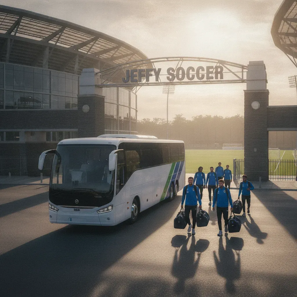 ทีมฟุตบอลเข้าจอดรถที่สนาม Jeffy Soccer