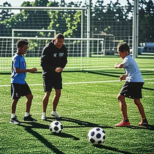 Football coach observing a youth training session