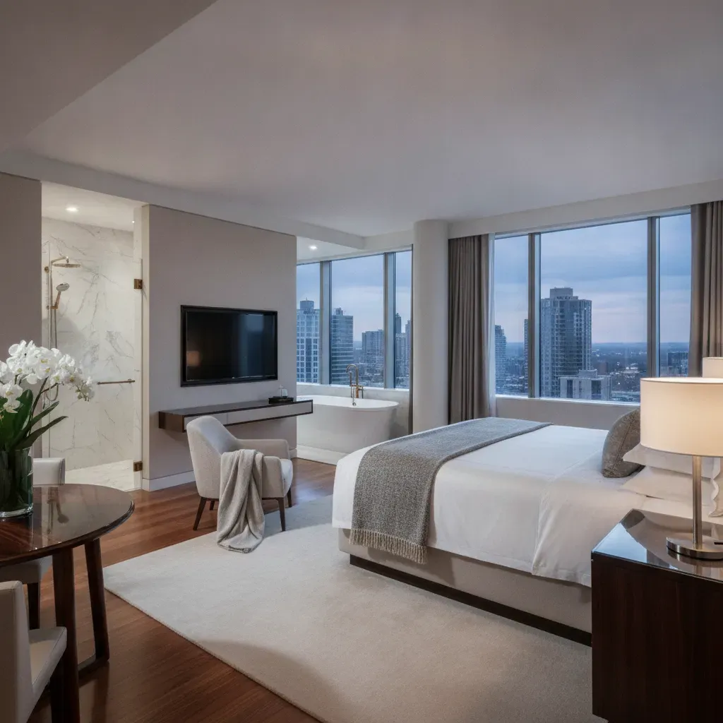 ภายในห้องพักระดับพรีเมียมของ Jeffy Hotel