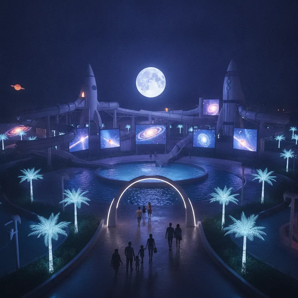 สวนน้ำธีมอวกาศยามค่ำ