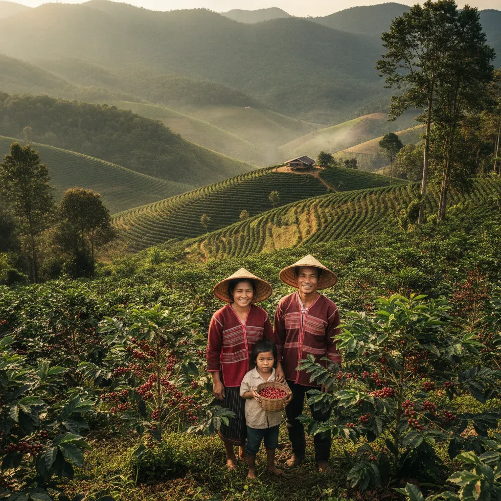 ครอบครัวเกษตรกรผู้ปลูกกาแฟบนดอย