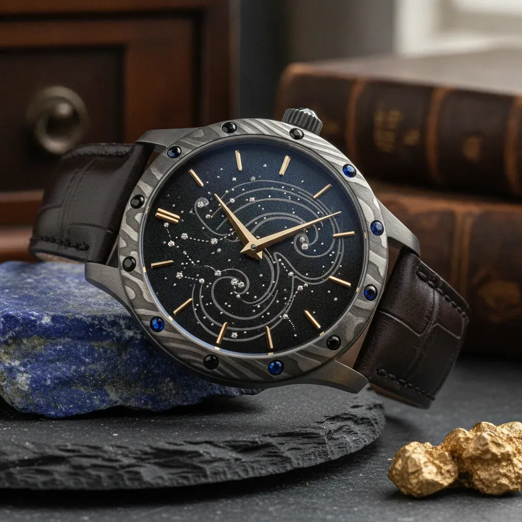 Custom engraved watch dial and bespoke materials