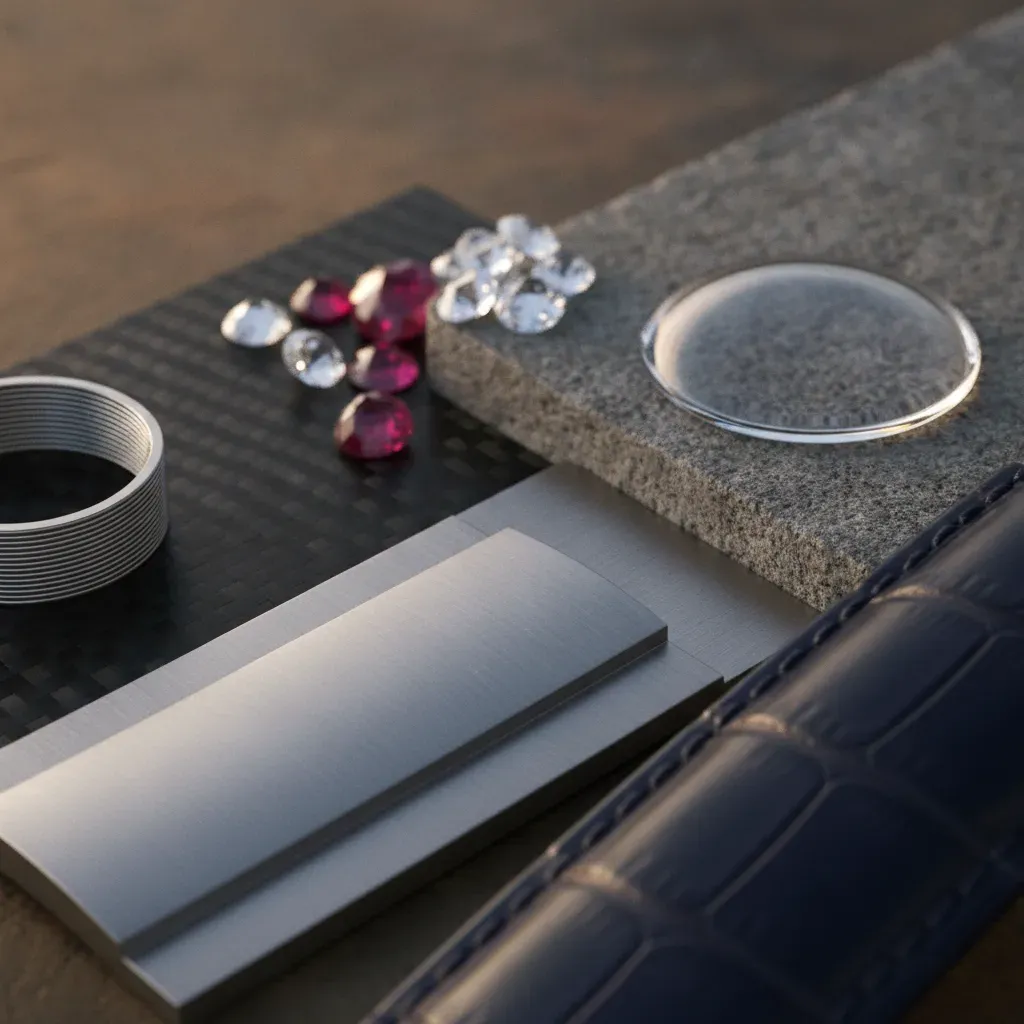 Close up of watch materials and textures