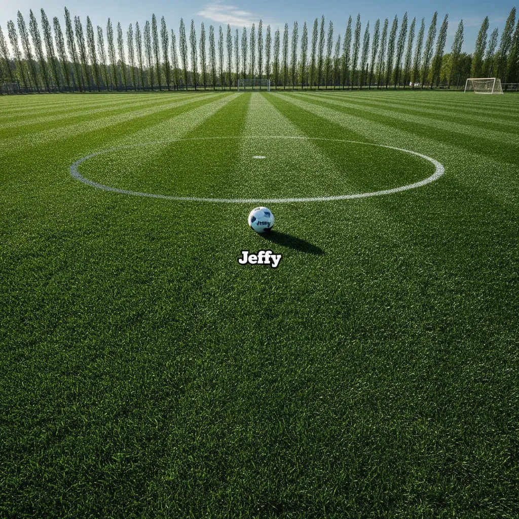 หญ้าสนามฟุตบอล Jeffy Soccer แสงแดดจัดในช่วงกลางวัน