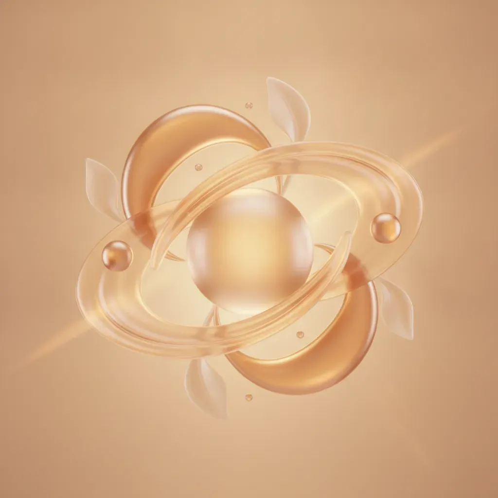 An abstract, warm-toned 3D illustration representing holistic wellness and the balance of nature, reflecting the philosophy of Varana Botanica.